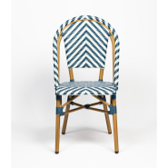 Chaise de terrasse esthétique et pratique - Rivoli - chevrons bleus et blancs - aluminium traité - empilable_1