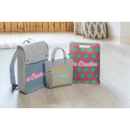 Sac à provisions en feutre RPET personnalisable - Impression quadri sur le devant et le dos - Avec poignées découpées, soufflet et étiquette RPET_1