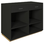Comptoir 120x60x93,8cm/reposac 70x20xH12cm noir - 2tir.2tabl. - mélaminé noir_1