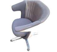 Fauteuil pivotant i2i Steelcase d'occasion - tissu gris, coque blanc polaire, dossier résille beige, embase aluminium poli_1