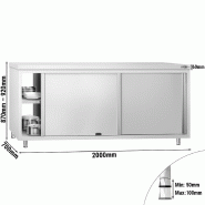 Meuble bas inox central traversant passe-plat P 700 mm -_1