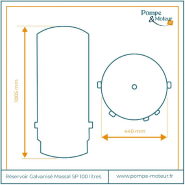 Réservoir galvanisé vertical 100 litres - 6 bars - Massal - Fabriqué en France - SP 19010_1