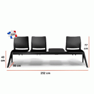 Poutre d'accueil en polypropylène Adela - Sokoa - 3 places + 1 tablette_1
