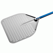 Pelle à pizza rectangulaire perforée aluminium 36x36 - Manche 60 cm - Gamme Azzurra | GI.METAL_1