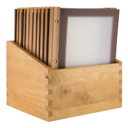 Box carte menu simili cuir Wood beig  26x31x33 cm+20 cartes de 4 pages 24x31.5cm_1