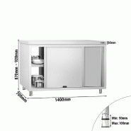 Meuble bas inox central traversant passe-plat P 700 mm - 1400_1