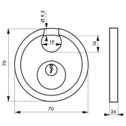 Cadenas à clé Astra 70 mm - Anse acier cémenté - Corps inox - THIRARD_1