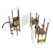 Structure multi-jeux 5 à 12 ans - Uniplay Ebriente 8048388 - Hags - Poteaux bois/panneaux bois - Fondation à enterrer_1