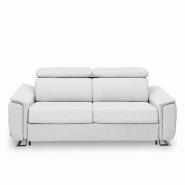 Canapé convertible express Réaumur - 140cm - Matelas 16cm - Pieds luge - Polyuréthane blanc cassé_1