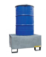 Bac de stockage 1 fût debout - acier galvanisé ou polyéthylène - avec caillebotis amovible_1