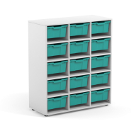 Armoire scolaire Annie - 120 cm de haut - 15 espaces et 15 petits plateaux_1