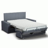 Canapé Belle Epoque CanapExpress - convertible 3 places avec matelas mémoire 22 cm - tête de lit intégrée - tweed bleu_1