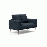 INNOVATION LIVING  CANAPÉ CONVERTIBLE DESIGN ROLLO STYLETTO PIEDS CHÊNE TISSU BLEU NIST BLUE_1