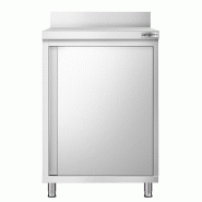 Meuble bas inox adossé P 600 mm avec portes -_1