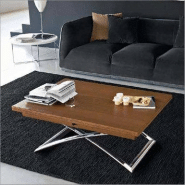 Table basse relevable et extensible MAGIC-J - Bois noyer - Piétement chromé - Hauteur réglable 33 à 74 cm_1