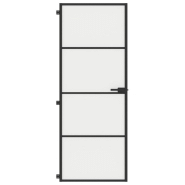 Vidaxl porte intérieure mince noir 76x201,5 cm verre trempé aluminium 155117_1