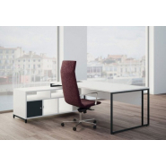Bureau de direction sur crédence STRICTO 180 - Référence 4951 BM B - Fabrication française avec piétements design et meuble de service intégré_1