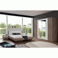 Lit design EVA - Couchage 140 x 200 cm - Chêne châtaigne et rechampis blanc_1