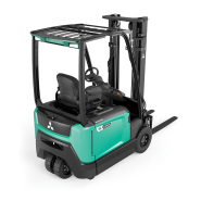 Location courte durée - Chariot élévateur électrique Mitsubishi 1400 kg - 3 roues 48V - Entrepôts petites tailles et allées étroites - EDIA EM FB14ANT_1