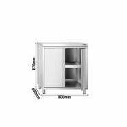 Meuble bas inox central P 600 mm avec portes -_1
