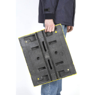 Ralentisseur caoutchouc recyclé noir et jaune - sodimar - poignée - fixation vissage - 500 mm x 430 mm x 50 mm/215 mm x 430 mm x 50 mm_1