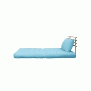 Canapé lit futon Shin Sano bleu clair - Pin massif - Couchage 140x200 cm - Marque KARUP_1