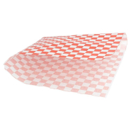 Sachet papier ingraissable Damier rouge 2 côtés ouverts 17x18cm - par 500_1