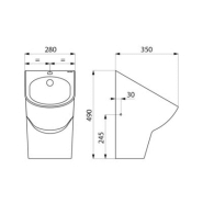 Urinoir individuel suspendu en céramique avec évacuation d'eau encastrée ou apparente. - deltacéram - delabie benelux_1