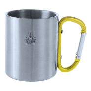 Mug en acier inoxydable - attache mousqueton - 200 ml - couleur jaune_1