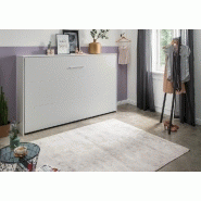 Lit escamotable horizontal Vanier blanc mat - Couchage 120 x 200 cm - Faible profondeur et gain de place_1