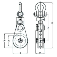 Poulie ouvrante suspente manille - Type VM-S pour levage et traction avec câbles_1
