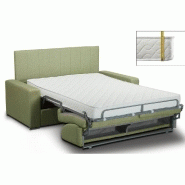 Canapé lit CanapExpress - Lattes 160 cm - Matelas mémoire 22 cm - Tête de lit intégrée - Velours vert - Normandie_1