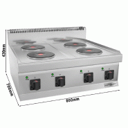 Cuisinière électrique professionnelle 9,2 kW - 4 plaques rondes fonte - Série Mario 700_1