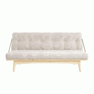 Banquette futon FOLK en pin massif - Coloris ivoire - Couchage 130 x 190 cm - Accoudoirs en métal_1
