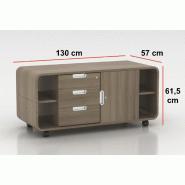 Meuble de service Open - Mobel Linea - Sans plateau verre, Acacia clair_1
