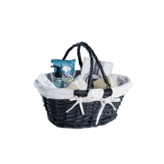 Panier ovale noir avec anses en osier - L 35xP 29xH 29cm_1