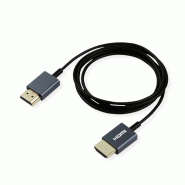 ROLINE Câble HDMI Ultra HD avec Ethernet, 4K, M/M, ultra-slim, coaxial, noir, 2 m_1