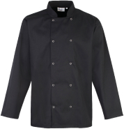 Veste de cuisine manches longues à boutons pression - PR665 - Col mao, lavage industriel et tissu twill_1