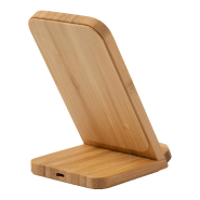 Support mobile de bureau en bambou - Chargeur sans fil intégré 5W - Câble USB inclus_1