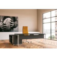 Bureau de direction moderne et vintage - Stricto Sensu - plan spacieux avec meuble de rangement intégré_1