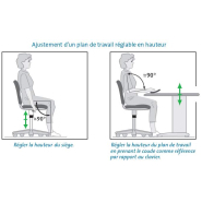 Bureau ergonomique réglable en hauteur par vis - Piètement Arche réglable de 62 à 82 cm - Gamme éco YOGI-Y - 9 coloris disponibles_1