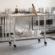 Vidaxl table de travail de cuisine avec roues 110x55x85 cm inox 376464_1