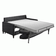 Canapé convertible express Oslo Tweed gris platine - Couchage 140x197 cm - Matelas 16 cm - Sommier lattes Renatonisi_1