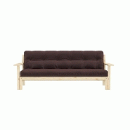 Canapé convertible futon Unwind - Pin naturel - Coloris marron - Couchage 130 x 190 cm - Style scandinave_1