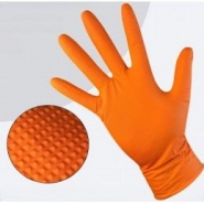 Gants de protection chimique nitrile non poudrés orange texturés diamant - 8,5gr, 240mm, boîte de 50 - Réf : 200001002_1