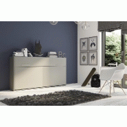 Armoire-lit escamotable VERTIGO gris mat - Couchage 90x200 cm - Ouverture transversale avec sommier à lattes_1
