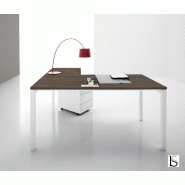 Bureau avec retour dégagé Yard - MARTEX - 160, Noyer_1
