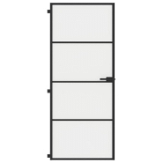 Vidaxl porte intérieure mince noir 83x201,5 cm verre trempé aluminium 155119_1