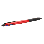 Stylo bille 3 couleurs avec stylet et embase en gomme - encres noire, bleue et rouge_1