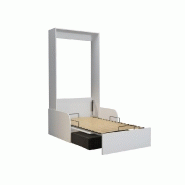 Armoire lit escamotable Dynamo Sofa - Canapé tissu anthracite avec accoudoirs mélaminés blancs - Couchage 90x200 cm_1